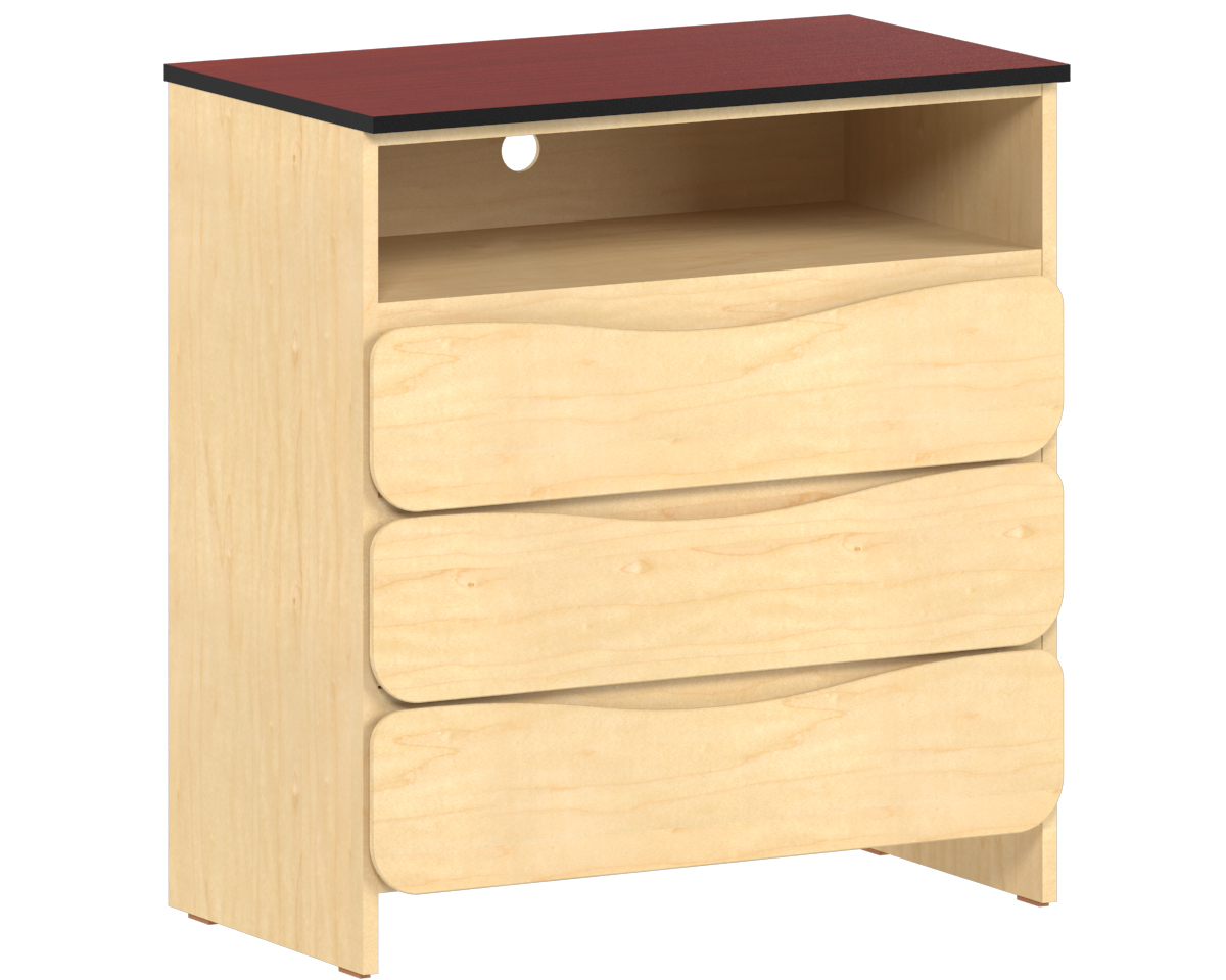 Aero 3 Drawer Chest w\/Top Storage Shelf, 36\u2033W